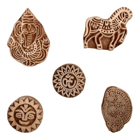 Set of 5 Piece New Mix Wooden Printing Block